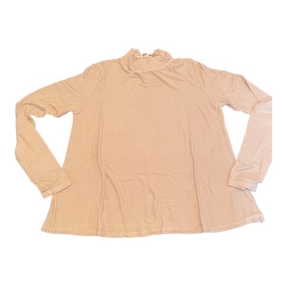 M. Stars Wht 2x1 Rib LS Mock Neck Swing Blouse - Picture 6 of 14